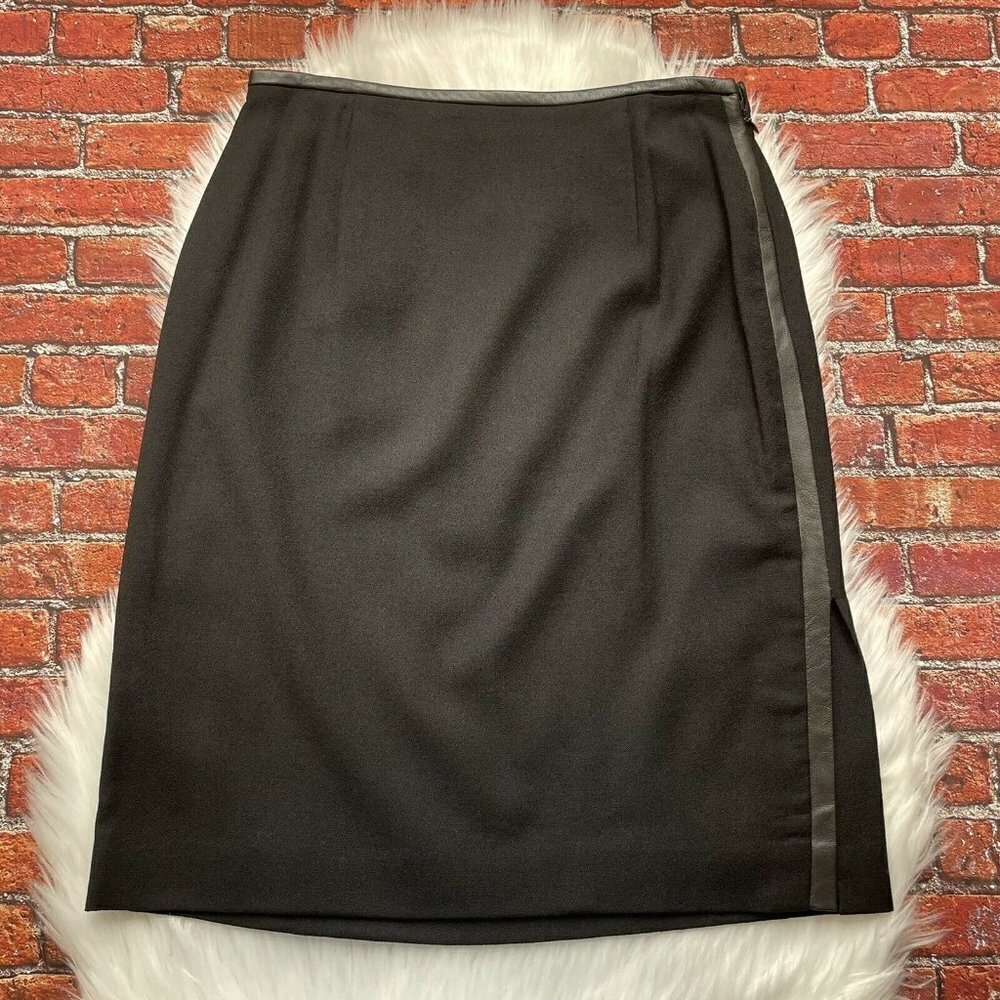 💰3/$25 Rena Rowan Black Pencil Straight Skirt Wool-Blend Side Slit Lined  12